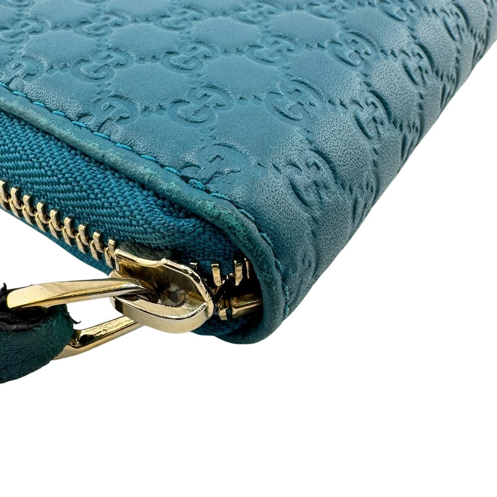 GUCCI Round Zipper GG guccissima Long Wallet Card Holder coin wallet Purse Blue - Picture 4 of 4